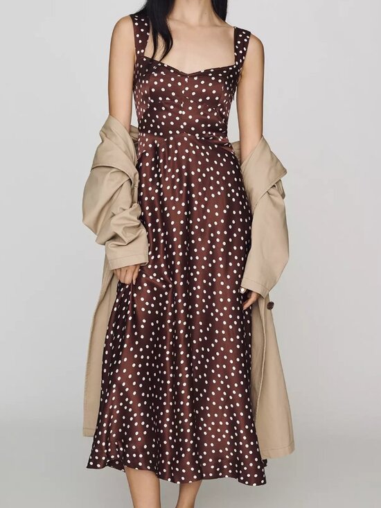 Anthropologie Dresses & Skirts - Anthropologie Jocelyn Sleeveless Slip Midi Dress by Maeve, Brown Dot, XL